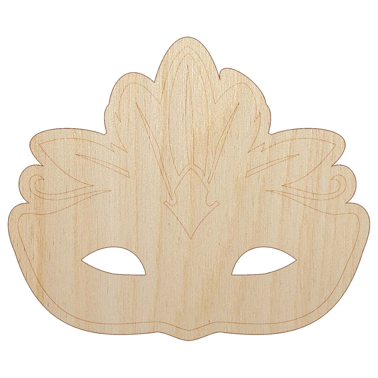 Mardi Gras Venetian Masquerade Mask Unfinished Wood Shape Piece Cutout for DIY Craft Projects